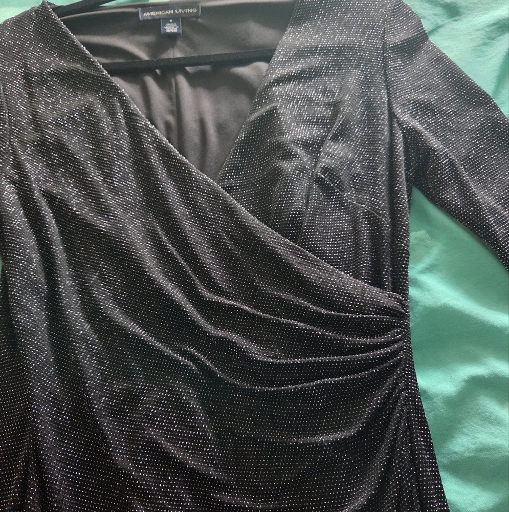 American Living Sparkling Black Long Sleeve Dress
